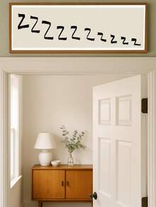 1pc Canvas Wall Art Framed Wall Decor "Zzzzzz" Sleep Theme Wall Art Poster, Hand-Painted Neutral Beige And Black Canvas, Long Banner With Humorous Bedroom Slogan, Minimalist Cozy Artwork Perfect For Bedroom, Children's Room, Guest Room, Home Decor Gift, Hallway Decor Slogan, Entryway Or Bedroom Decorative Text, Apartment Decor, Campus Style Artwork, Home Decor Aesthetic, Gift, Holiday Decor, Kitchen Decor - Multicolor - View 5