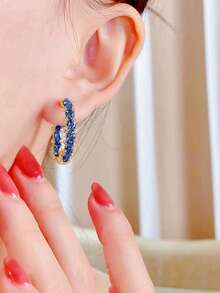 1 Đôi bông tai vòng đính đá Cubic Zirconia xinh xắn dành cho nữ, thích hợp làm quà tặng đám cưới, lễ đính hôn, kỷ niệm, tiệc tùng hoặc quà Valentine. - 1 # - Xem 2