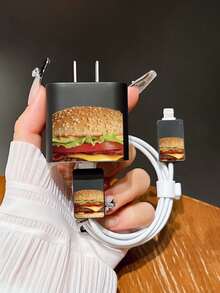 Ốp bảo vệ kiêm sạc điện thoại thiết kế hình bánh burger ngon tuyệt, tương thích với iPhone 15 Pro Max, 17 Pro Max, 16 Pro Max, 11, 12, 13, 14 Pro Max, thời trang và chống rơi vỡ. - màu đen - Xem 5