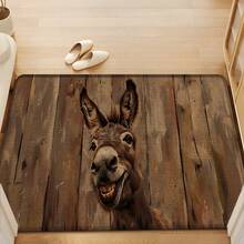 1 pieza Alfombra de lino con estampado de burro sonriente, felpudo de baño, felpudo de entrada, alfombra rectangular impresa en 3D para sala de estar, dormitorio, pasillo, baño, lavandería - Alfombra de poliéster para decoración del hogar interior y exterior - Multicolor - Ver 4