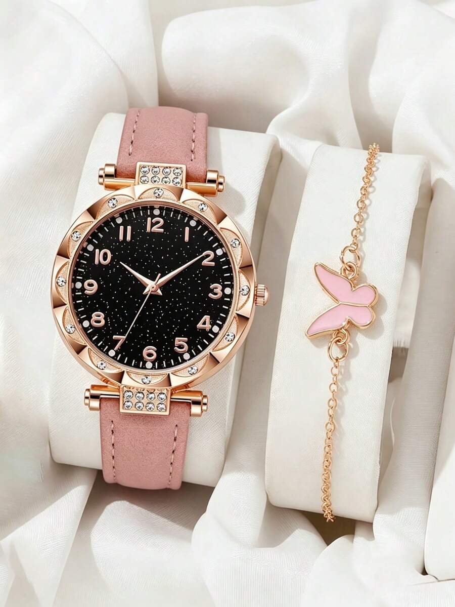 2pcs/Set Women's Starry Dial Watch + Bracelet Set - Exquisite Gift For Valentine's Day, Anniversary - Multicolor - View 1