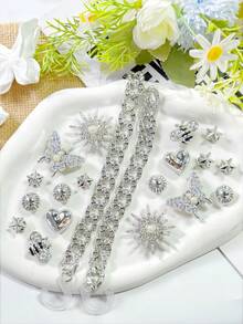 20个金银链条蝴蝶太阳鞋夹，现代日常通勤必备，可拆卸DIY鞋饰，男女通用，四季皆宜，适用于木屐、运动休闲鞋等，个性化服饰配件 - 彩色 - 查看 4