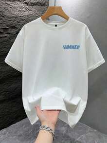 Camiseta de hombre con estampado gráfico, ropa de playa de verano con ajuste holgado y manga corta - Blanco - Ver 2