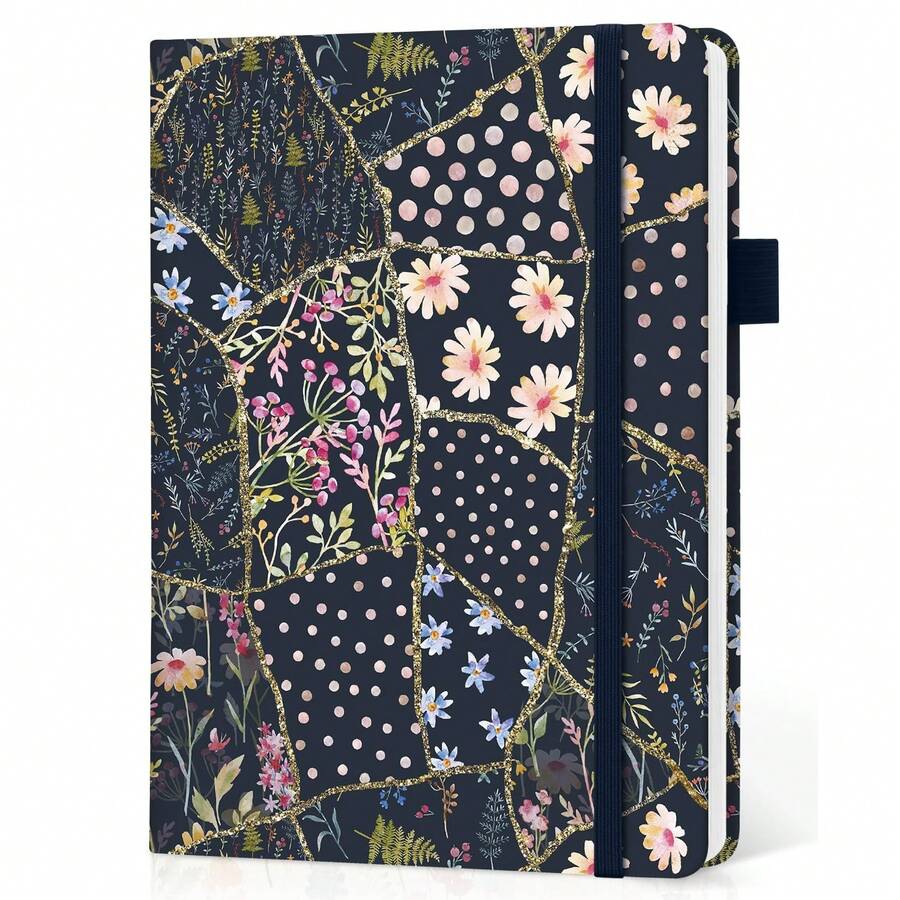 Lined Journal Notebook For Women & Men, Hardcover Leather Journal For Writing, A5 College Ruled Notebook For Work & Note Taking, Perfect For Office School Home Supplies, 160 Pages, Butterfly - B-patchwork Floral - View 1