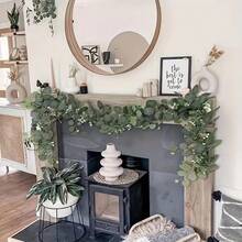 1pc 5.7ft Artificial Mixed Eucalyptus Leaf Garland, Suitable For Farmhouse, Dining Table Center, Fireplace Mantel, Wedding Arch Backdrop, Tabletop Decor - Green - View 8