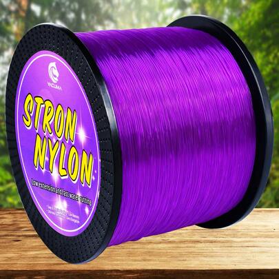 Ligne de pêche en mer monofilament violet 1000 m - 1093 yd, anti-vrillage, ultra-lisse et longue portée, cadeau de Noël idéal, convient à la pêche en eau douce et en mer.