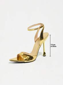 Jin Bei Qi Giày sandal cao gót nữ, phù hợp cho mọi mùa, hộp đêm, tiệc tùng, hoạt động ngoài trời, thời trang dành cho người nổi tiếng, tiệc cao cấp, mũi nhọn, dự tiệc, kỳ nghỉ, phong cách sang trọng, da PU gợi cảm, gót bất đối xứng, quai ngang mắt cá chân, khóa cài, chất liệu cao cấp, quai ngang mắt cá chân gợi cảm, thanh lịch, sang trọng, màu vàng đồng, sandal thanh lịch, giày cao gót thời trang thường ngày. - Vàng - Xem 4