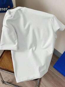 Chillumni 1 pieza Camiseta de manga corta y cuello redondo para hombre, de moda para el verano GTNQ - Blanco - Ver 2