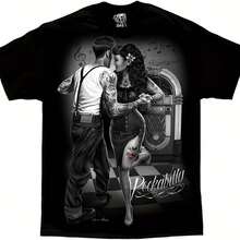 Rockabilly Jukebox Greaser Punk Tattoo D Gonzales DGA Art 's T Shirt - hình dạng - Xem 1