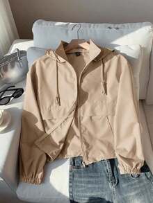 Chaqueta cortavientos casual color caqui, simple y de moda para uso diario en otoño/invierno - Burdeos - Ver 1