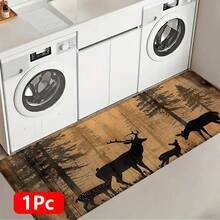 1pc Deer Pattern Printed Linen Kitchen Rug, Carpet, Mat, Bathroom Mat, Doormat, 3D Printed Rectangle, Suitable For Living Room, Bedroom, Hallway, Bathroom, Laundry Room - Polyester Carpet, Indoor Outdoor Home Decor - Multicolor - View 14