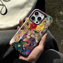 Gustav Klimt 藝術拼貼手機殼復古繪畫風格適用於 iPhone 17 16 Pro Max 15 14 Plus 13 12 11 - 彩色 - 查看 4