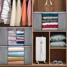 VIOPY 105L Bolsas De Almacenamiento 4 Piezas Bolsas Para Guardar Cobijas Y Edredones Transparente Plegable Cajas De Almacenamiento Para Ropa Con Asa Reforzada Almacenamiento Para Ropa De Cama - gris - Ver 3
