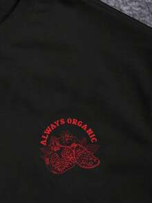 Camiseta casual de hombre con estampado de eslogan de granada, verano - Negro - Ver 6
