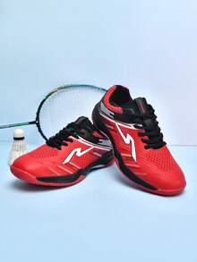 1 Pair Unisex Sports Casual Shoes, Badminton Shoes, Low-Top Tennis Shoes, Breathable Mesh, Comfortable Professional Table Tennis Shoes, Shock-Absorbing & Supportive, Suitable For Pickleball, Outdoor Sports - Red - View 8