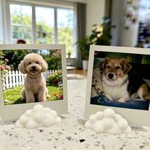 6pcs Cute Cloud Shaped Photo Clips, Desktop Photo Display Stands, Mini Tabletop Card Holders, Suitable For Photos, Cards, Small Pictures, Pet Photos, Couple Photos, Bedroom Nightstand Decor, Office Desk Memo Reminder, Planner Card Display, Wedding Place Card Holder, Personal Photo And Note Display, Home Photo Wall Decor, Stable Base Design - Multicolor - View 3