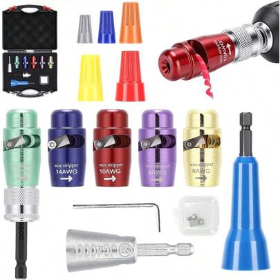 NEW 2026 8 In 1 Wire Stripper Kit Drill With Twisting Connector, Automatic Wire Stripping Drill Wire Stripper And Twisting Professional Electrician, Zinc Alloy The Best Gifts For Parents