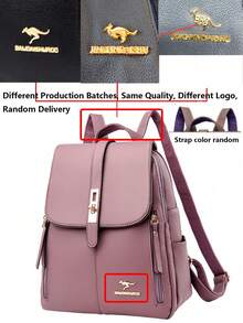 Anti-Theft Casual PU Soft Leather Women's Backpack; Multi-Functional Commuter Day Bag; Multi-Pocket Lightweight Travel Bag; Large Capacity School Bag; Convenient Student Backpack, For Students, Nurses, Teachers, Business Professionals, Travel Vacation, Business Trip, Daily Commute, Shopping, Office, Dating, Hiking, Training, Work, Birthday Gift, Holiday Gift - Mauve Purple - View 10
