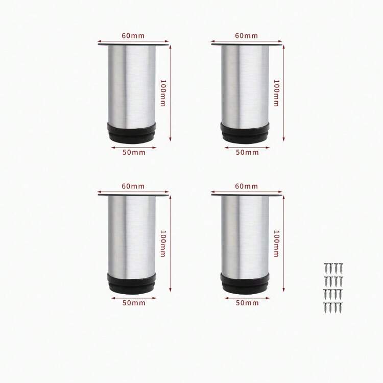 不锈钢家具腿，可调节承重支撑，带防滑静音塑料底座，适用于橱柜、沙发、床和桌子，多种尺寸可选 - 彩色 - 查看 6