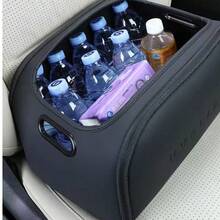 Caja de almacenamiento para automóvil inspirada en la textura de cuero lujoso, cubo de almacenamiento espacioso con apertura en el asiento del pasajero delantero, caja de almacenamiento de lujo de alta capacidad para el interior del automóvil, elemento esencial y multifuncional para el almacenamiento en el automóvil - Multicolor - Ver 4