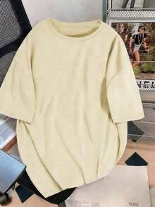 Nueva Colección 2026: Camiseta de Algodón ¡Novedad! Blusa de manga corta para mujer, diseño liso, para estar en casa o para uso casual. Oferta por tiempo limitado. Preciosa blusa, cómoda y de largo regular. Lavable aáquina. Algodón ligero. - Blanco - Ver 8