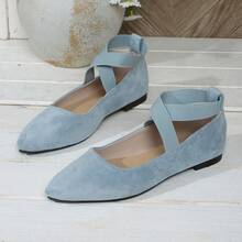 Giày nữ cổ điển mũi nhọn màu đen, giày trắng, giày thể thao mũi nhọn, giày lười, giày ba lê, giày nhẹ thoáng khí thoải mái, kiểu dáng sinh viên, giày quai chéo co giãn, giày cổ thấp, thích hợp cho tiệc tùng, trường học, mặc hàng ngày, văn phòng, dạo phố, tập thể dục ngoài trời, leo núi. - Màu xanh nhạt - Xem 5