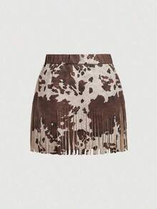 Falda A-Line de ante negro con remaches y flecos estilo hippie vintage para mujer, falda de otoño, atuendos de Nashville, falda de pirata - Multicolor - Ver 4