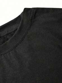 1 T-Shirt With Letter Print "I Appreciate My Grandson" For Autistic Grandmother, Casual Round Neck, 100% Fabric, Fashionable Short-Sleeved T-Shirt For All Seasons. - 黑色 - 查看 3