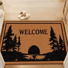 1pc Forest Pattern Printed Linen Kitchen Rug, Bathroom Mat, Doormat, 3D Printed Rectangle Carpet For Living Room, Bedroom, Hallway, Bathroom, Laundry Room - Polyester Rug For Indoor And Outdoor Home Decor - Multicolor - View 4