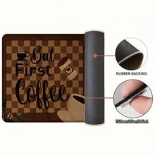 1pc Coffee Pattern Printed Linen Kitchen Rug, Carpet, Mat, Bathroom Mat, Doormat, 3D Printed Rectangular, Suitable For Living Room, Bedroom, Hallway, Bathroom, Laundry Room - Polyester Carpet, Suitable For Indoor And Outdoor Home Decor - Multicolor - View 4
