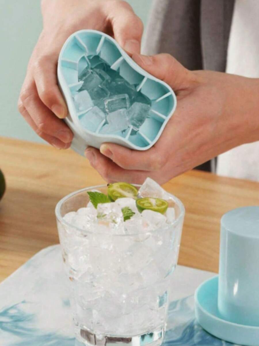 1 pieza Molde de cubitos de hielo de plástico, molde de cubitos de hielo con forma de cubo sencillo con tapa, adecuado para la cocina - Multicolor - Ver 1