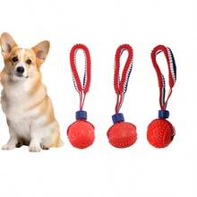 Jouet de balle à nœud en corde pour chien avec poignée, balle de football en os pour animal de compagnie avec cordon élastique, balle de mastication et de dentition durable pour l'entraînement à la mastication, jeu de maintien pour chiot, tir à la corde, rapporter, lancer, entraînement pour chiens de taille moyenne et petite, balle élastique en TPR, entraînement à l'agilité, jouet puzzle interactif, jouets pour chiens pour les masticateurs agressifs - Multicolore - Voir 19