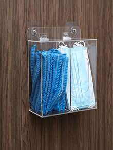 1pc Wall-Mounted Mask Holder, Mask Storage Rack, Self-Adhesive Bedroom Storage Box, Acrylic Tissue & Garbage Bag Holder, Wall Storage Organizer, Combined Wall Rack For Masks And Garbage Bags, No Drilling Required - Multicolor - View 1