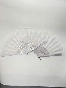 1pc Women's Lace Folding Fan, Suitable For Party Outfits, Halloween, Valentine's Day Wear - Multicolor - View 10