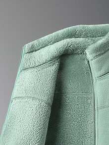 Women's Reversible Fleece Jacket, Double-Sided Plush Softshell Coat W/Zip Pockets, Stand Collar Polar Fleece For Fall Winter Daily, Lounging - Green - View 3