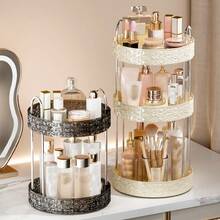 360 Degree Rotating Makeup Organizer - Plastic Multi-Layer Storage Rack, Suitable For Skincare, Cosmetics, Kitchen Spices, And Bathroom Essentials, Great For Vanity, Countertop Display, Bathroom, Kitchen | Modern Aesthetic | Durable Plastic, Bathroom Storage Rack - Storage Rack - View 9