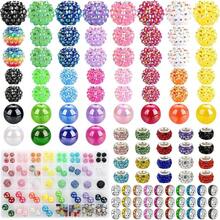 Beads For Pens Keychains, 200pcs Bubblegum Focal Beads For Beadable Pens, 12mm 16mm 20mm Rainbow Acrylic Chunky Beads With Rhinestone Rondelle Spacer Bead For DIY Craft Making Supplies - #3 多種尺寸 + #3 多種類型 - 查看 1