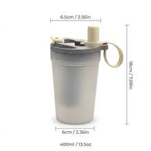 1个便携式水瓶，带茶漏和吸管，塑料材质，适用于牛奶、咖啡、茶，400毫升透明水杯，可重复使用，防漏，适合学生和成人使用，可用于学校、办公室、露营、野餐、旅行、徒步等场合。 - 彩色 - 查看 18