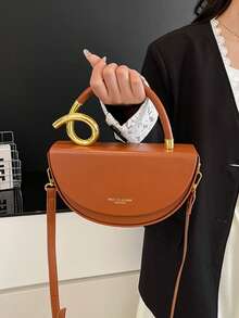 Women's Fashionable Solid Color Handbag Casual Versatile Crossbody Bag For Daily Commuting Party Date Shopping High-End Commuter Bag - Brown - View 3