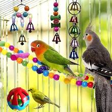 1/5/7pcs Bird Parrot Toy Set, Colorful Vine Ball With Climbing Ladder And Swing, Hammock Bell Perch, Foraging Puzzle Toy, Suitable For Small And Medium Birds, Training And Brain Exercise For Lovebirds, Parakeets, Macaws - View 9