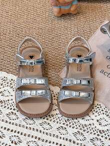 Children's Fashionable Minimalist Anti-Slip Durable Soft Comfortable Sandals, Suitable For Spring And Summer - Silver - View 2