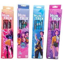 Bộ 12 bút chì 2B chủ đề K-Pop, 12 bút chì than chì hình hoạt hình có tẩy, thích hợp làm văn phòng phẩm cho học sinh, phần thưởng trong lớp học và quà tặng sinh nhật (Mẫu ngẫu nhiên) - Nhiều màu - Xem 4