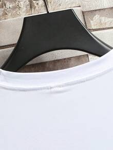 Camiseta de manga corta para hombre,  con cuello redondo, estilo casual, versátil, con logotipo estampado, moda americana primavera/verano 2026 - Blanco - Ver 4