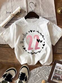 Camiseta manga corta cuello redondo 100% algodón, estampado trendy, tejido ligero y ventilado, estilo moda casual, apta para vida diaria, salidas informales y citas en primavera, verano y otoño - Blanco - Ver 7