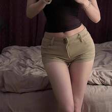 Low Waist Khaki Women Shorts 2026 Summer Fashion High Street Slimming Hot Pants Vintage Y2K Hot Girls Shorts - 卡其色 - 查看 7