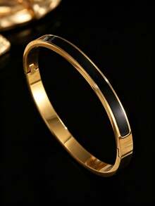 1/4pcs 18K Gold Plated Stainless Steel Heart Clasp Bracelet With Cubic Zirconia, Jewelry Set For Women, Suitable For Daily Wear, Music Festival, Party Gift - Gold - View 7