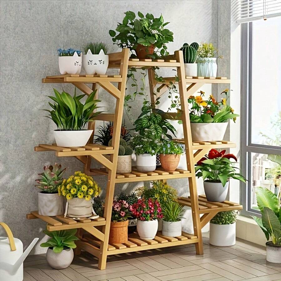 1个阳台花架，室内多肉植物和藤蔓植物盆栽架，现代多层落地式客厅收纳架