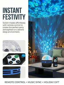 1pc Dynamic Wave Projection Lamp With Remote Control - Colorful Atmosphere Light For Room, Study, Living Room, KTV, Music Room USB Interface, RGB Lighting Effect, Multi-Color Mode, Romantic Gift Idea For Valentine's Day And Holidays, Study Lamp | Vivid Room Accent | Colorful Lighting Effect - Water Ripple Color Ambient Light - View 6