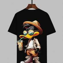 Printed T-Shirt For Men And Women - Black - View 1