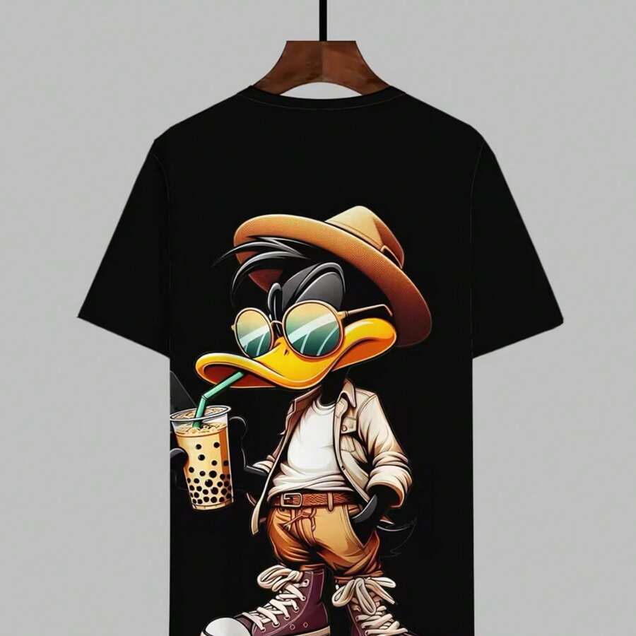 Printed T-Shirt For Men And Women - Black - View 1